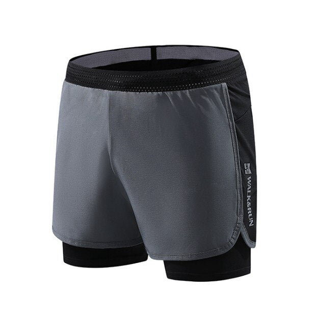 Gym shorts  Men Mock Two-Piece Marathon Running Track and Field Training Fitness