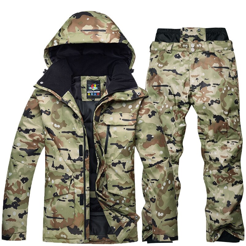 New Mens Camouflage Ski Suit Waterproof Breathable Snowboard Jacket Winter Snow