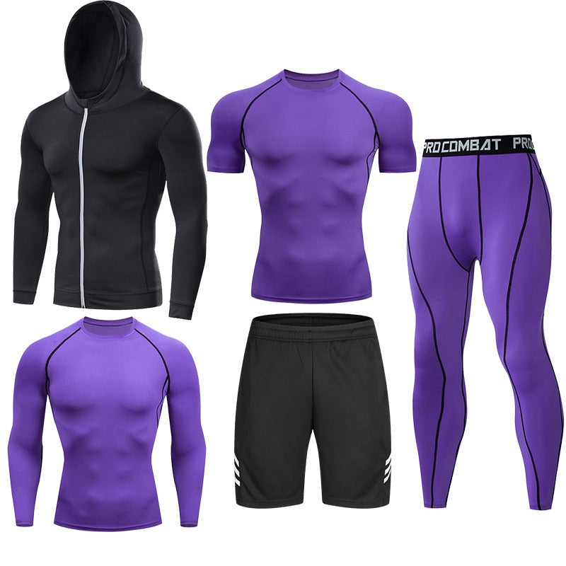 Men's Compression Running Set Football Basketball Cycling Fitness Sport Wear Kits Teenager