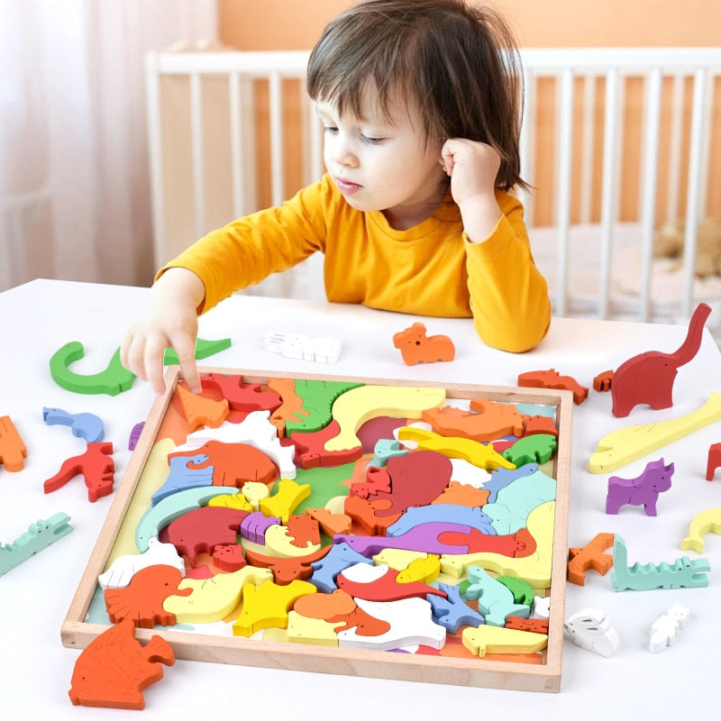 3D Puzzles Toy Animal Cartoon Multilayer Jigsaw Puzzle Creative Baby Wooden Early Educational