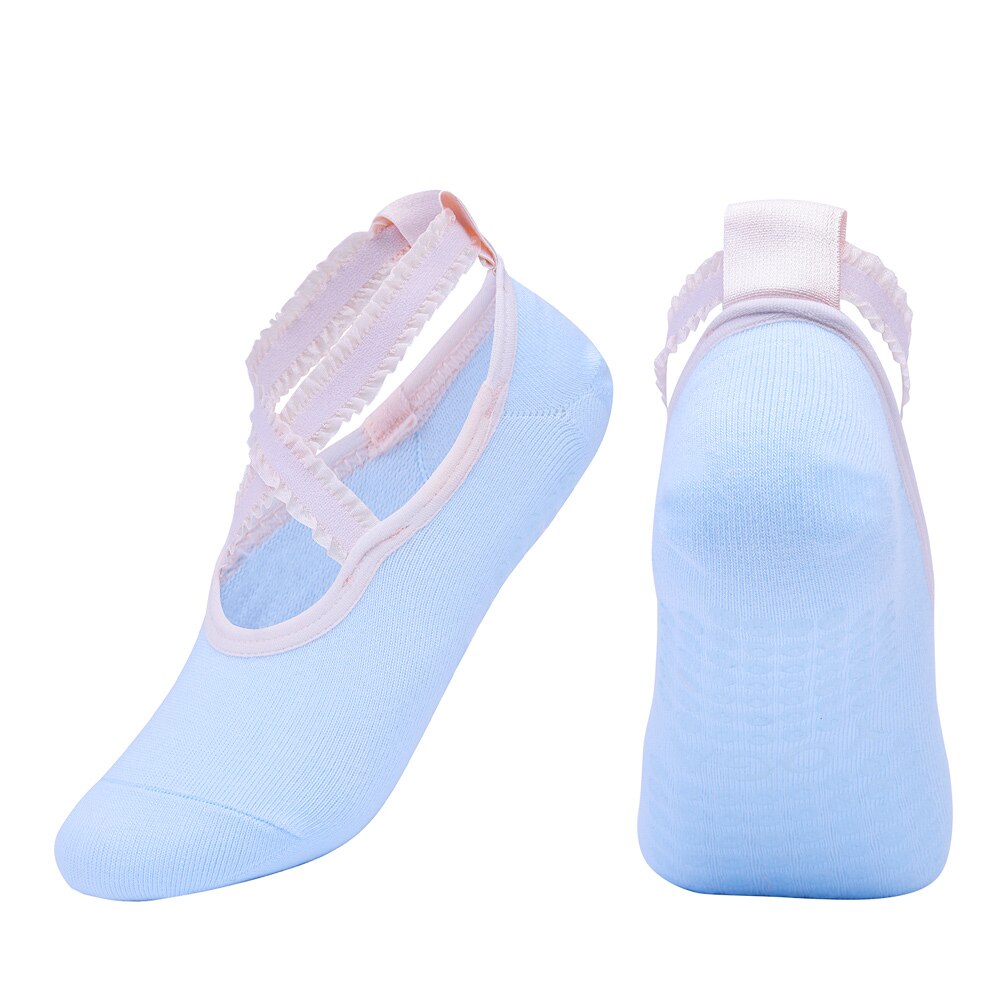 Women Lace Breathable Pilates Socks Silicone Anti Slip Bandage Ballet Dance Cotton Sports