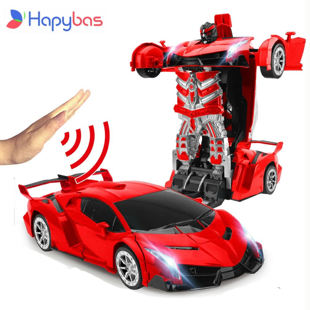 Transformation Robot Car 1:14 Deformation RC Car Toy led Light Electric Robot Models fightint Toys Gifts