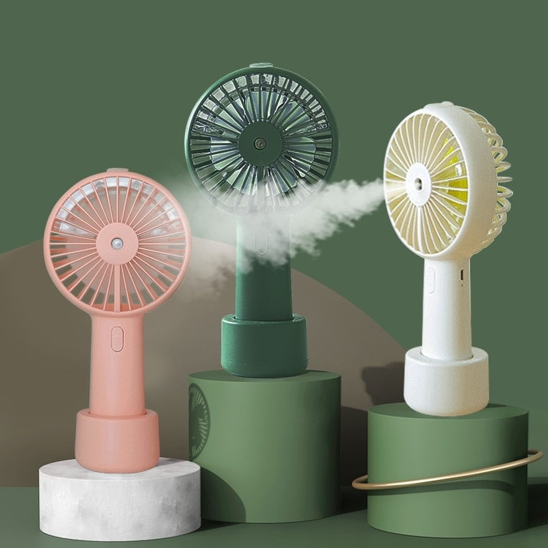 Battery Portable Water Spray Mist Fan Electric USB Rechargeable Handheld Mini Fan Cooling Air