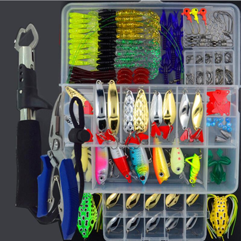 205/206/207Pcs Fishing Lure Set With Hard Bait Soft Lure Plier Grip Kit