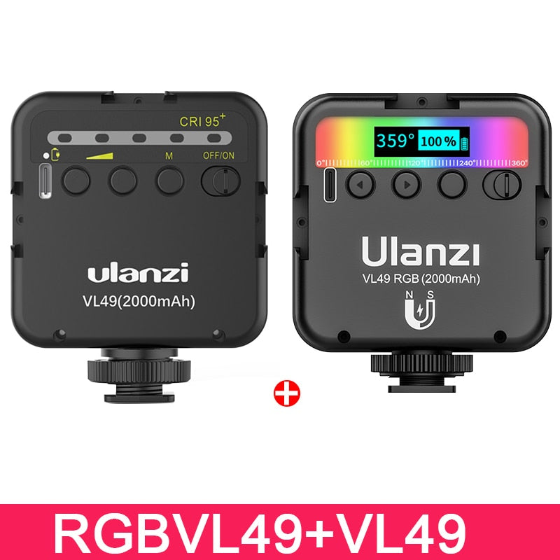 Ulanzi VL49 RGB Video Lights Mini LED Camera Light 2000mAh Rechargable LED Panel Lamp