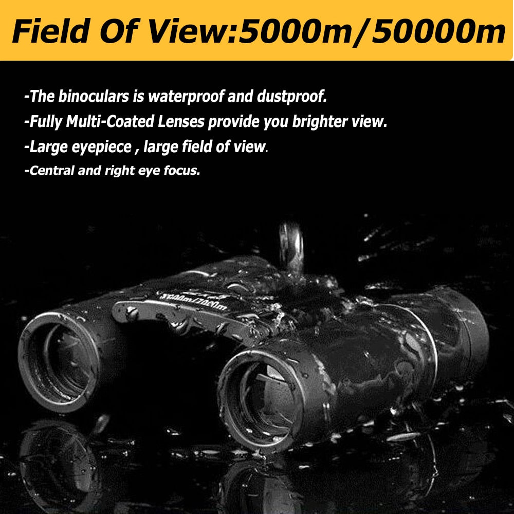 200X25 100X22 HD Powerful Binoculars Long Range Folding Mini Telescope Low Light Night Vision