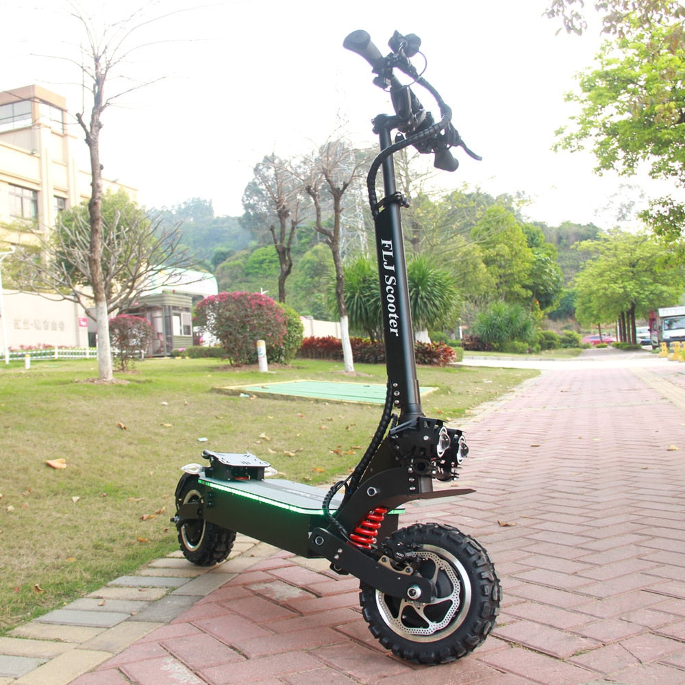 FLJ 72V 7000W Electric Scooter with Dual motors engines acrylic led pedal Top Speed