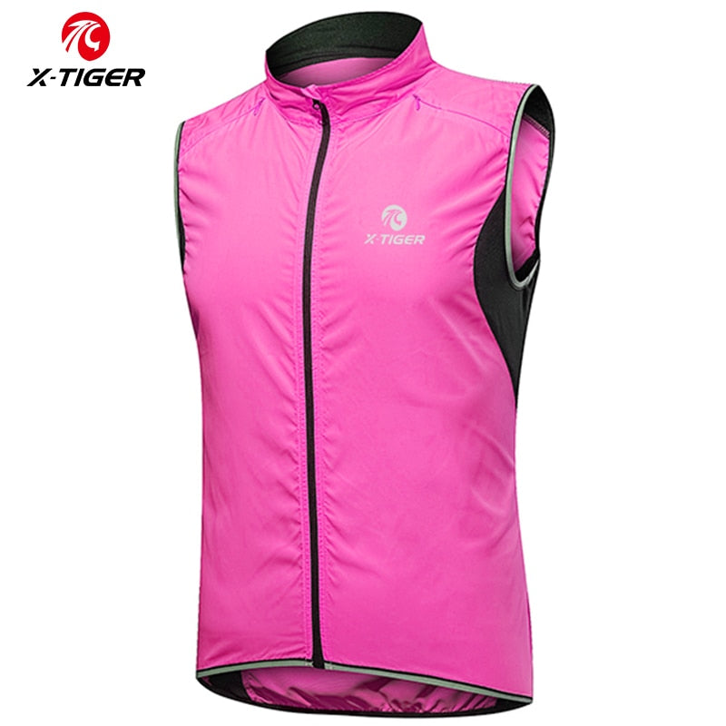 Women Windproof Cycling Vest Sleeveless Reflective MTB Bike Jacket Outdoor Sport Running