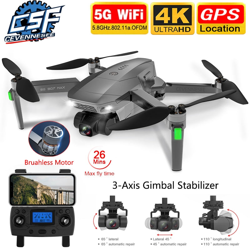 NEW SG907 MAX Drone Quadcopter GPS 5G WIFI 4k HD Mechanical 3-Axis Gimbal