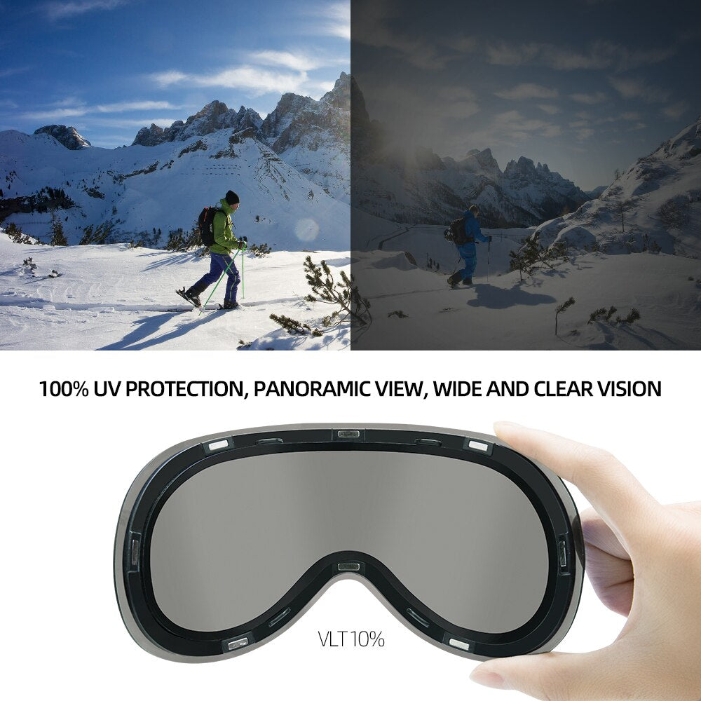 COPOZZ Ski Googles Snowboard Ski Glasses Men Women Anti-fog Cylindrical Snow Ski Goggles UV