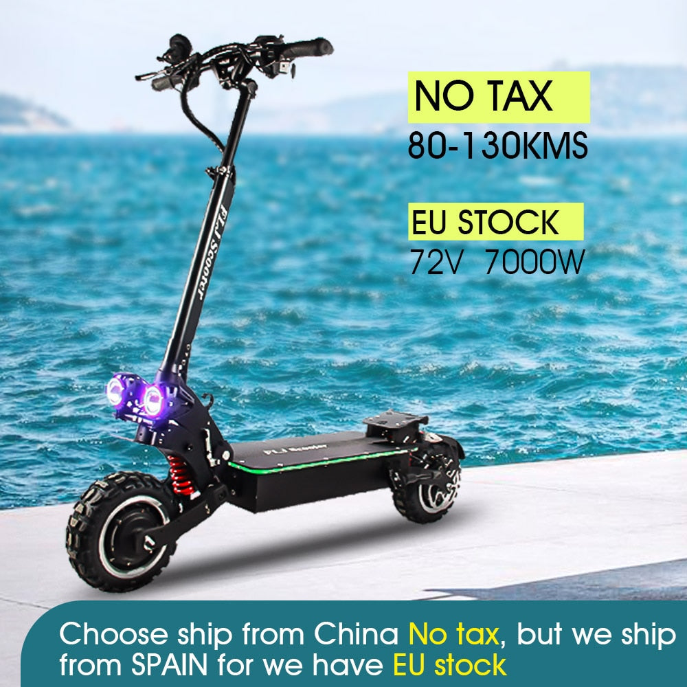 FLJ 72V 7000W Electric Scooter with Dual motors engines acrylic led pedal Top Speed