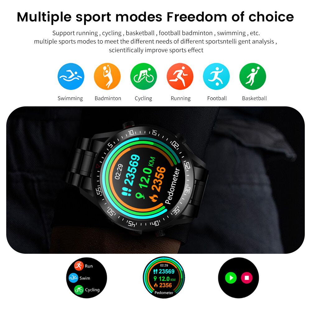 Full circle touch screen Mens Smart Watches IP68 Waterproof Sports Fitness Watch