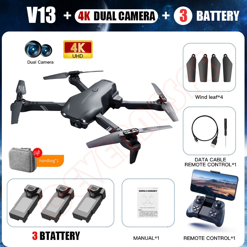 2022 New V13 Mini Drone Wide Angle HD 4K 1080P Dual Camera  WIFI Wide Angle Foldable RC Quadcopter