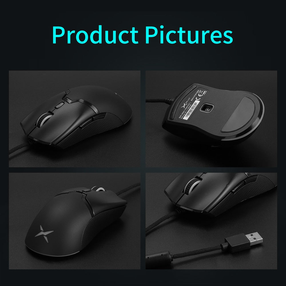 Delux M800 RGB Wired Gaming Mouse 12400-16000 DPI 58g Lightweight Ergonomic 1000Hz Mice with Soft rope