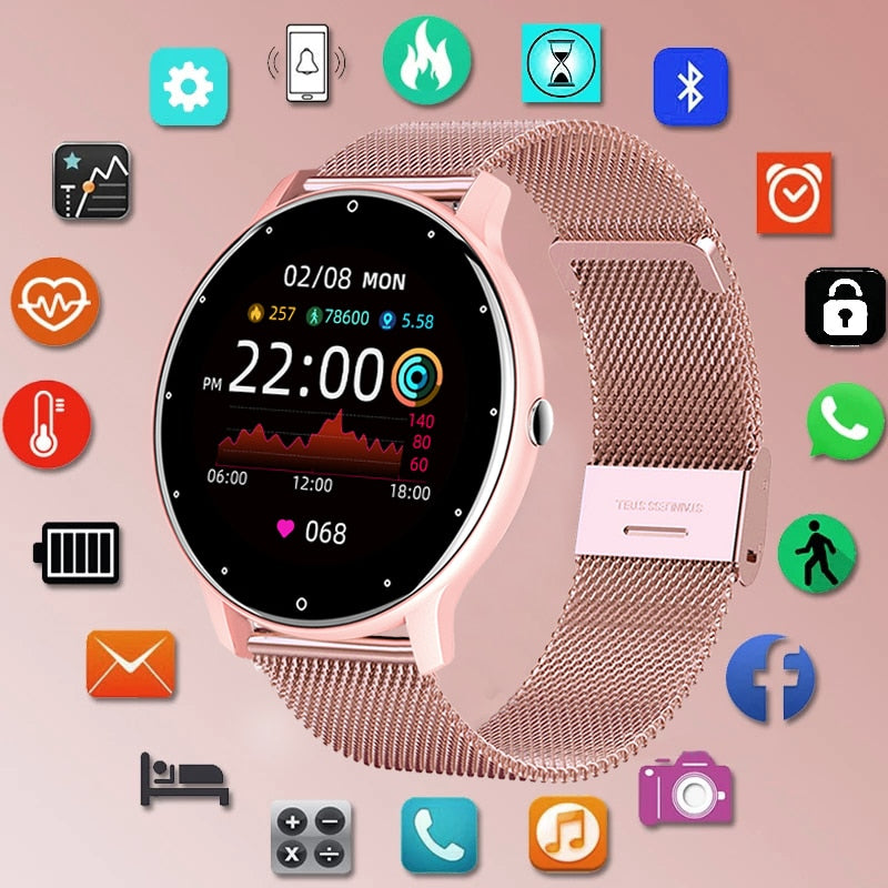 LIGE 2022 Smart watch Ladies Full touch Screen Sports Fitness watch IP67 waterproof