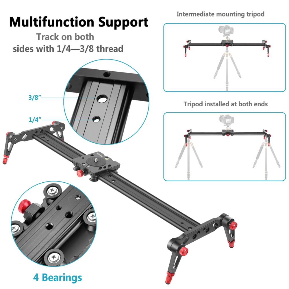 Neewer Aluminum Alloy Camera Track Slider Video Stabilizer Rail with 4 Bearings for DSLR