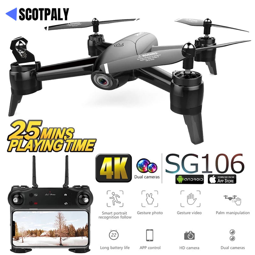 Best SG106 WiFi FPV RC Drone 4K Camera Optical Flow 1080P HD Dual Camera Real Time Aerial Video