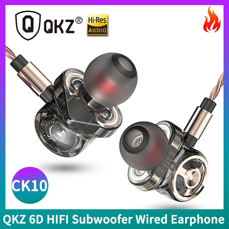 Original QKZ CK10 In Ear Earphone With Mic 6 Dynamic Driver Unit Headsets Stereo Sports