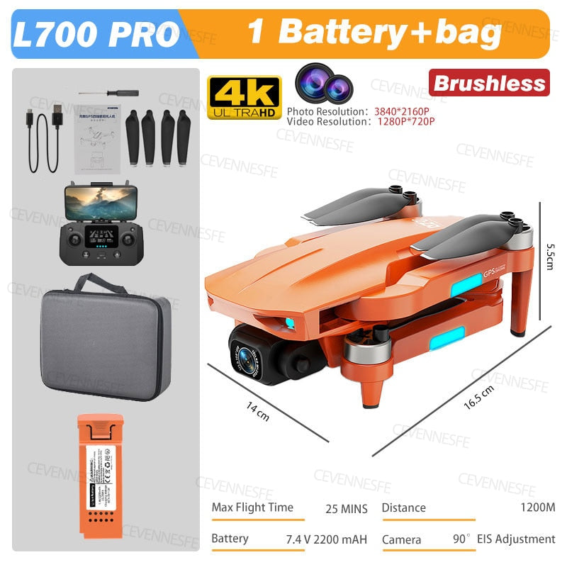 NEW L700 PRO GPS FPV 1.2Km Drone 4K Professional Dual HD Camera Aerial Photography Brushless