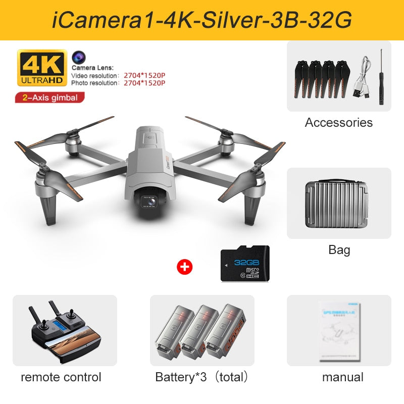 2022 New GOD GPS Drone 4K HD Camera Anti-Shake 2-Axis Gimabal Brushless Motor 5KM RC Quadcopter