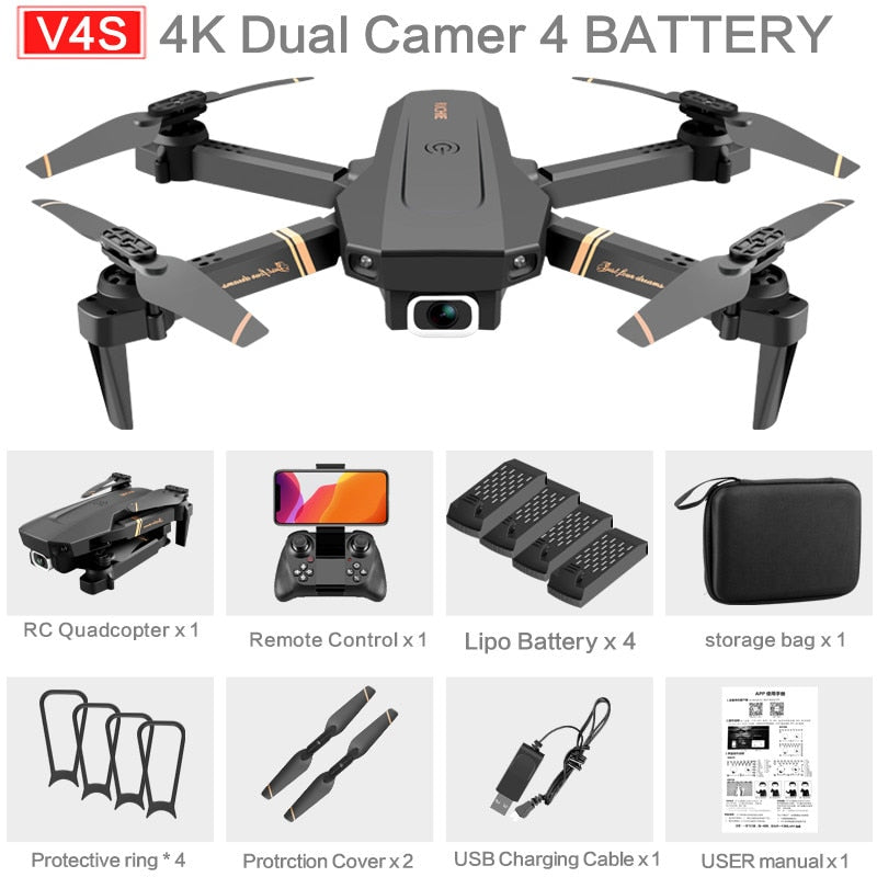 4k HD Wide Angle Camera 1080P WiFi fpv Drone Dual Camera Quadcopter