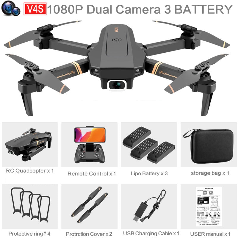 4k HD Wide Angle Camera 1080P WiFi fpv Drone Dual Camera Quadcopter