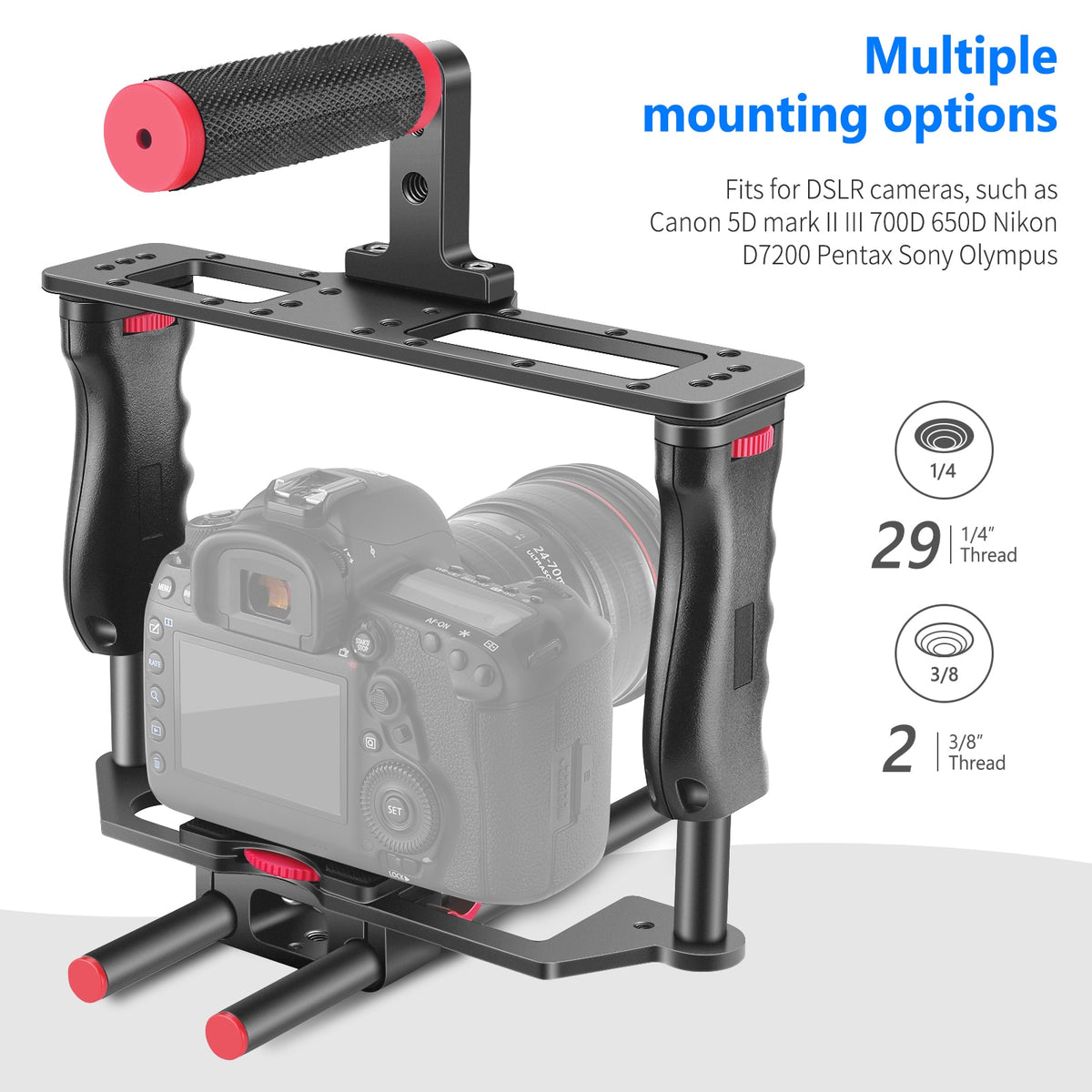 Neewer Camera Video Cage Film Movie Making Kit, with Top Handle, Dual Hand Grip