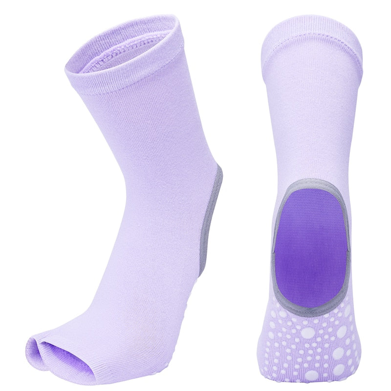 Hot Two Toe Yoga Socks Silicone Non Slip Quick-Dry Pilates Sock Foot Heel Cotton