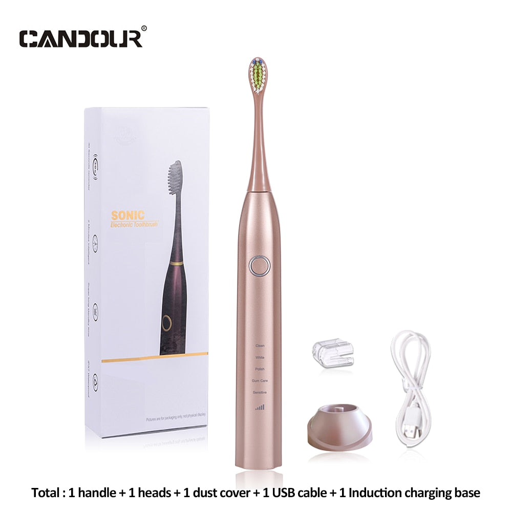 CANDOUR CD-5168 Sonic Electric Toothbrush Rechargeable Toothbrush IPX8 Waterproof 15 Mode