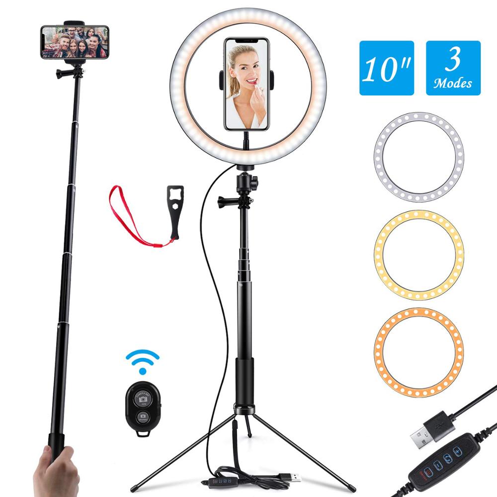 10 Inch LED Selfie Ring Light profissional USB Ring Lamp Photography Photo with Phone Holder