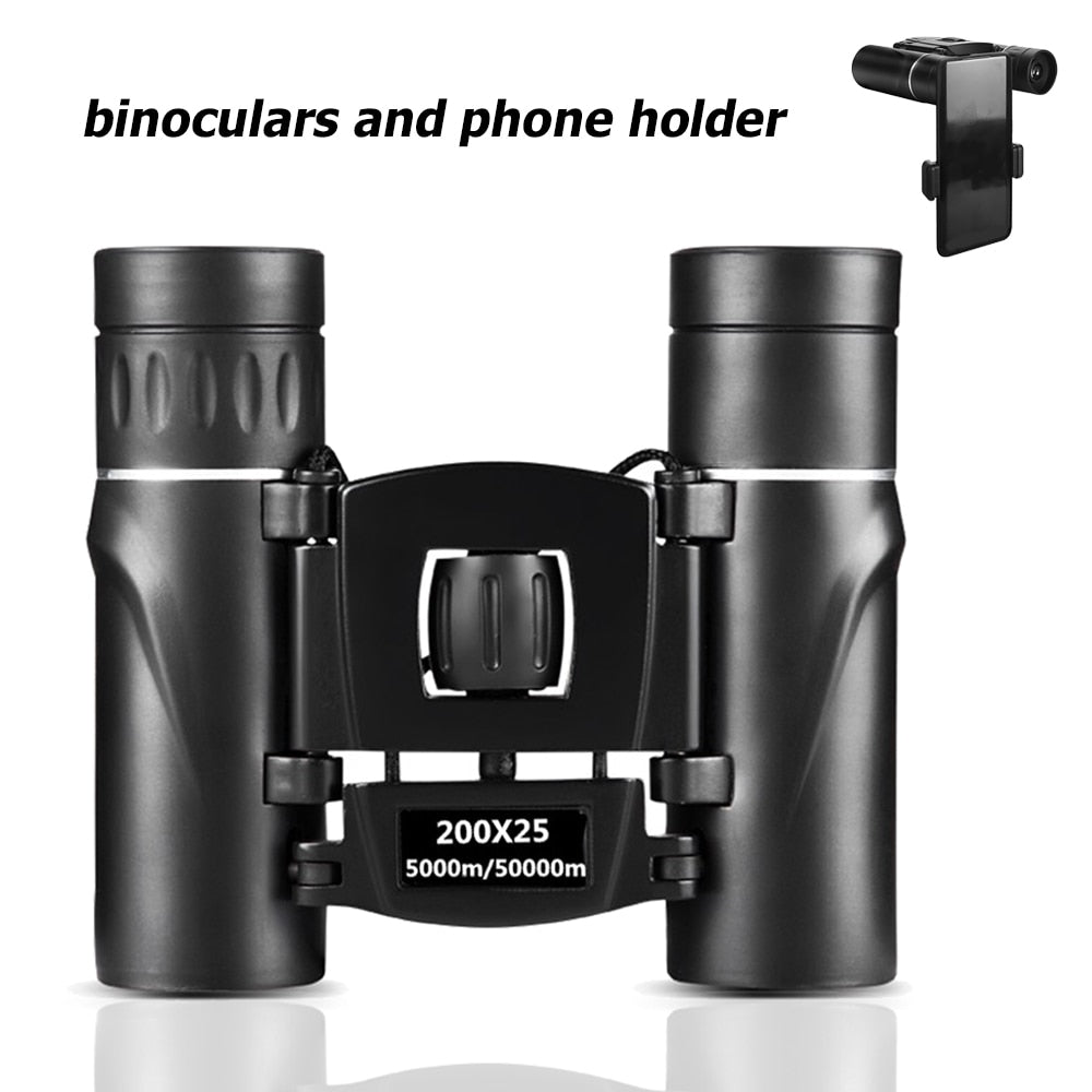 200X25 100X22 HD Powerful Binoculars Long Range Folding Mini Telescope Low Light Night Vision