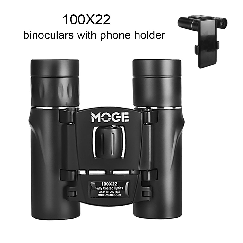 200X25 100X22 HD Powerful Binoculars Long Range Folding Mini Telescope Low Light Night Vision