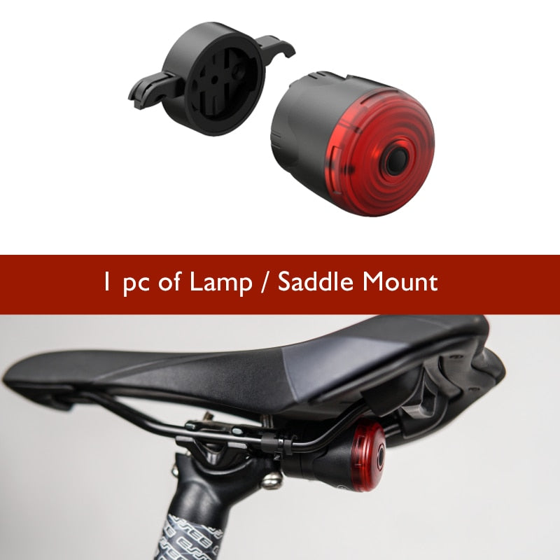 Smart LED Bicycle Light Rear Back Mtb Road Brake Light Signal USB Rechargeable Red Cycling Lamp