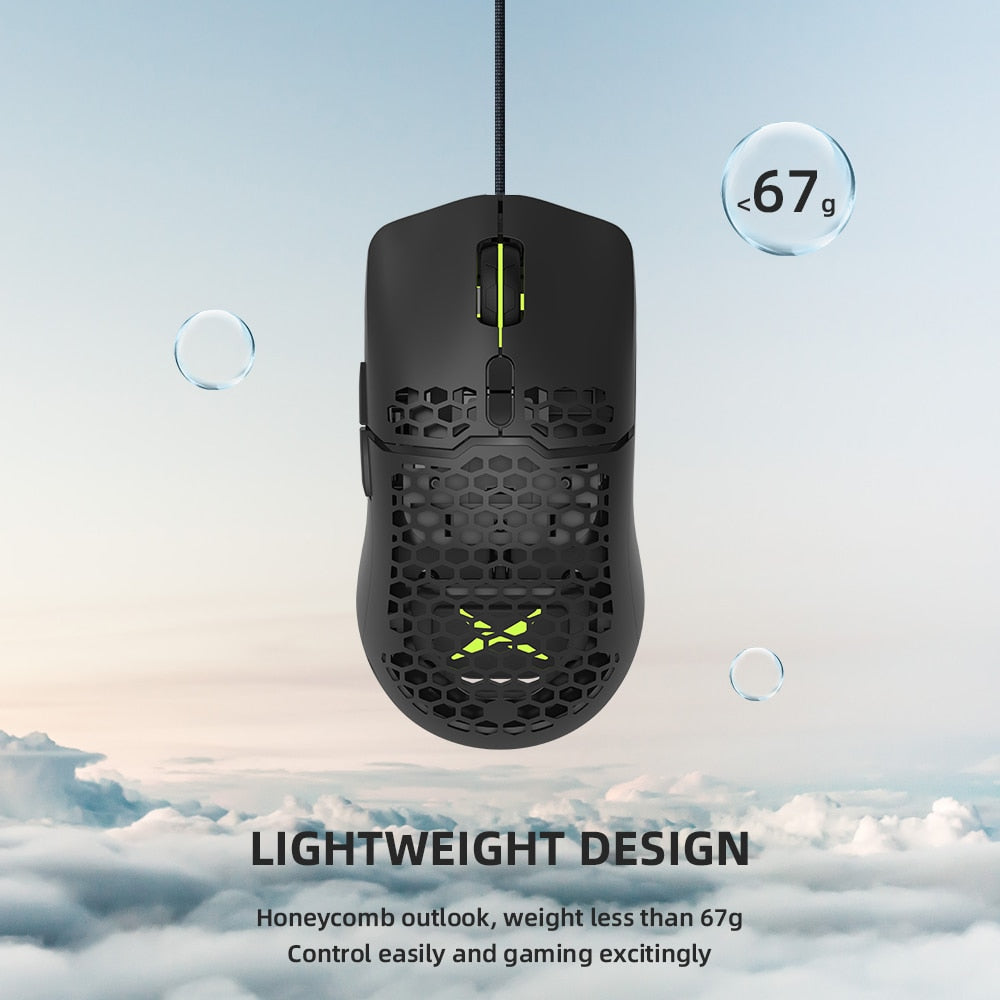 Delux M700 PMW3389 RGB Gaming Mouse 67g Lightweight Honeycomb Shell Ergonomic Soft rope Computer Gamer