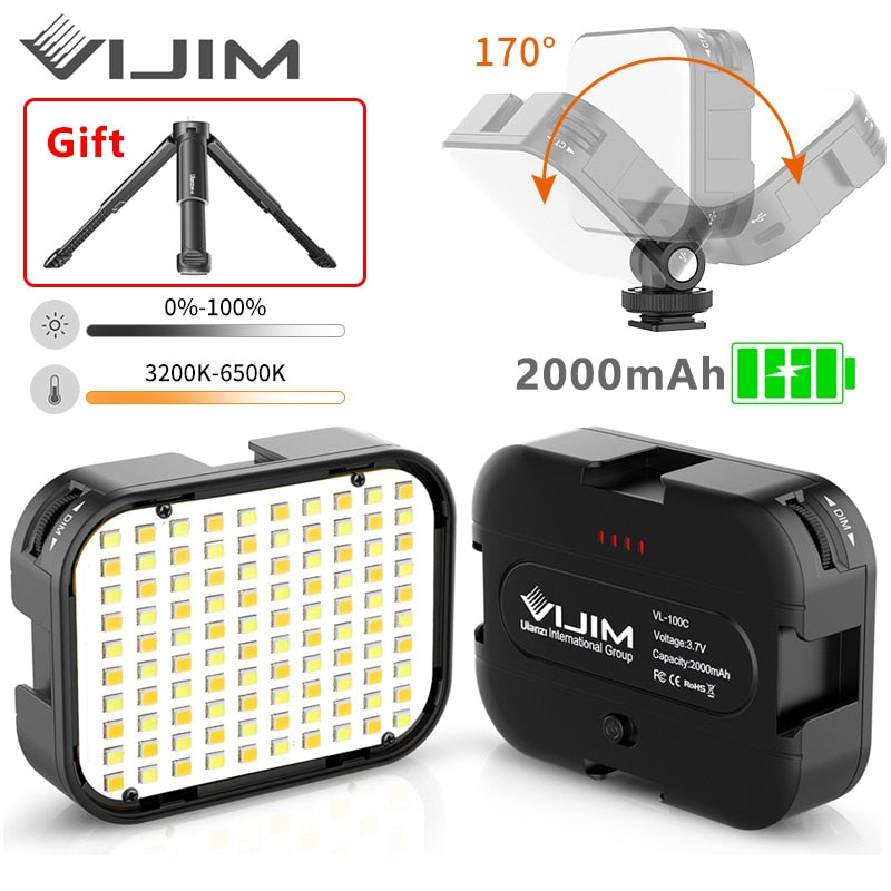 Adjustable LED Video Light With Tripod and 3 Cold Shoe Extend Camera Photography