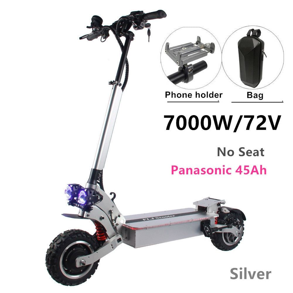 FLJ 72V 7000W Electric Scooter with Dual motors engines acrylic led pedal Top Speed