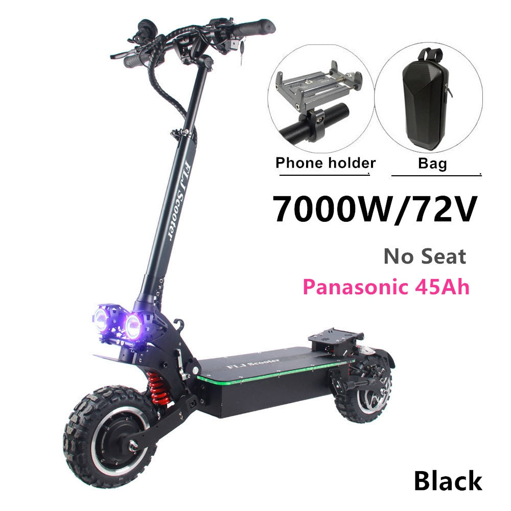 FLJ 72V 7000W Electric Scooter with Dual motors engines acrylic led pedal Top Speed