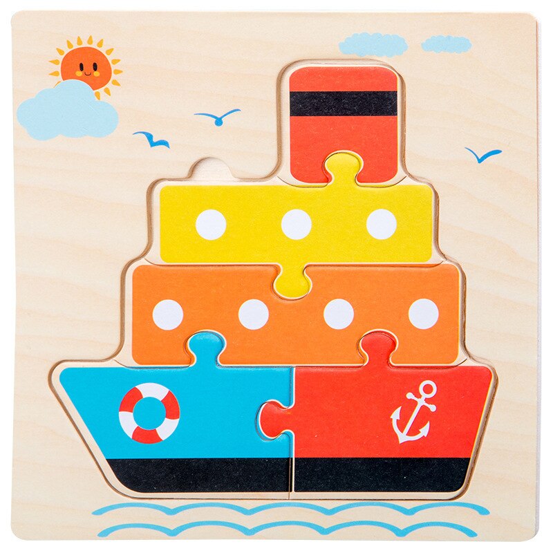 Wooden Toys 3D Puzzle Jigsaw Board Montessori Toys for Children Kids Baby Early Educational