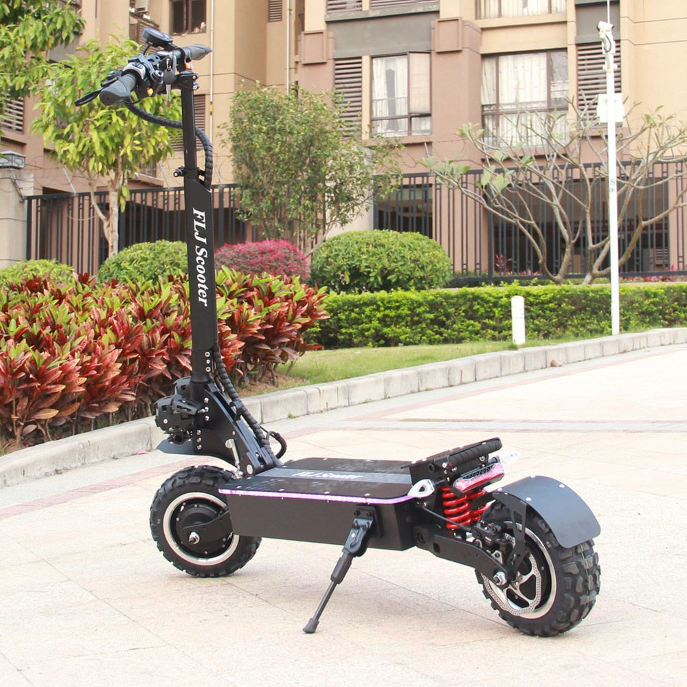 FLJ 72V 7000W Electric Scooter with Dual motors engines acrylic led pedal Top Speed