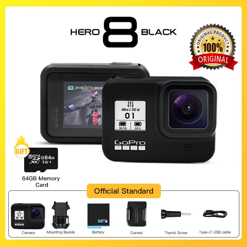 Original GoPro HERO 8 Black Waterproof Action Camera 4K Ultra HD Video 12MP Photos