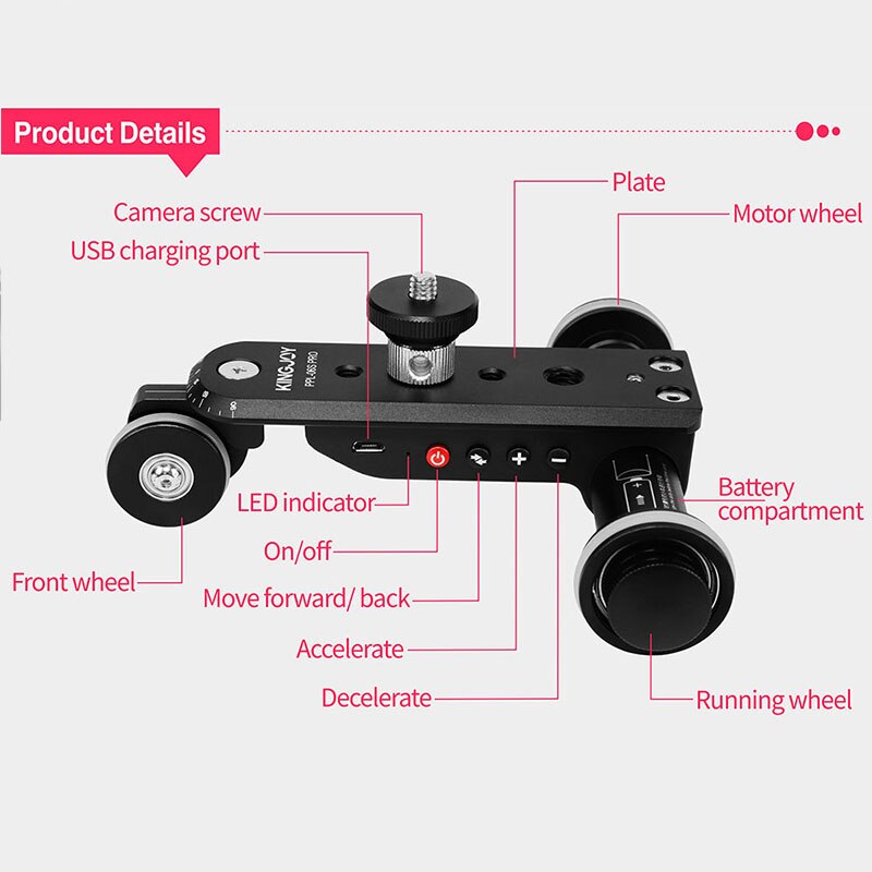 KINGJOY PPL-06SPRO Camera Slider Dolly Car Rail Systems Time Lapse Electric Motorized