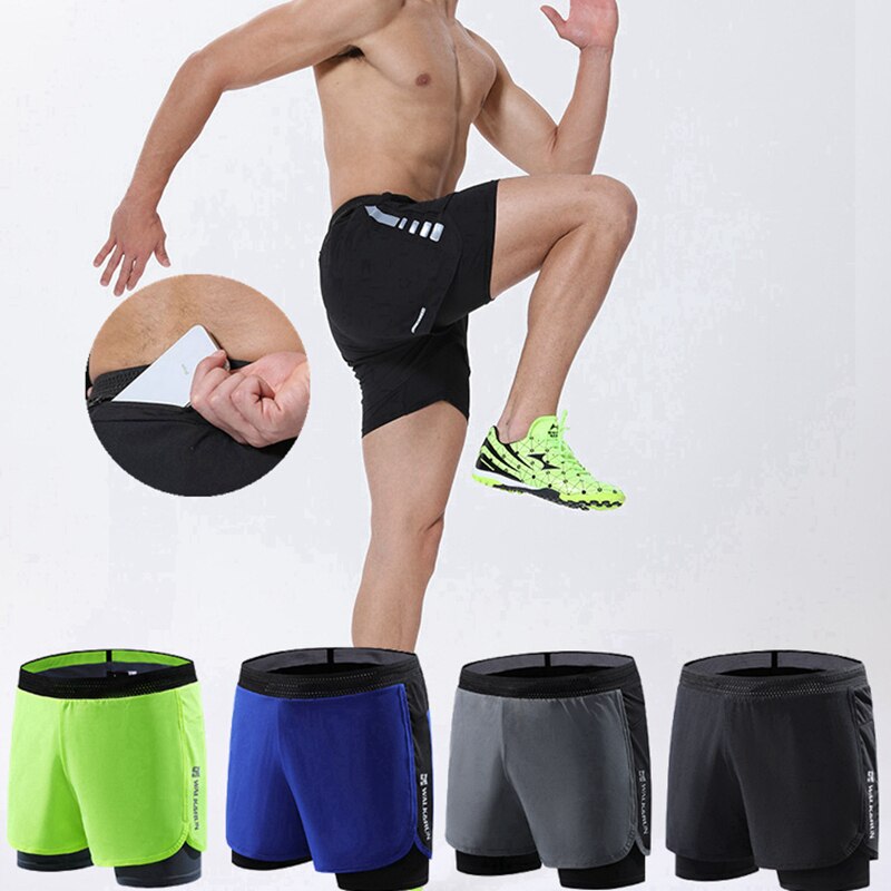 Gym shorts  Men Mock Two-Piece Marathon Running Track and Field Training Fitness