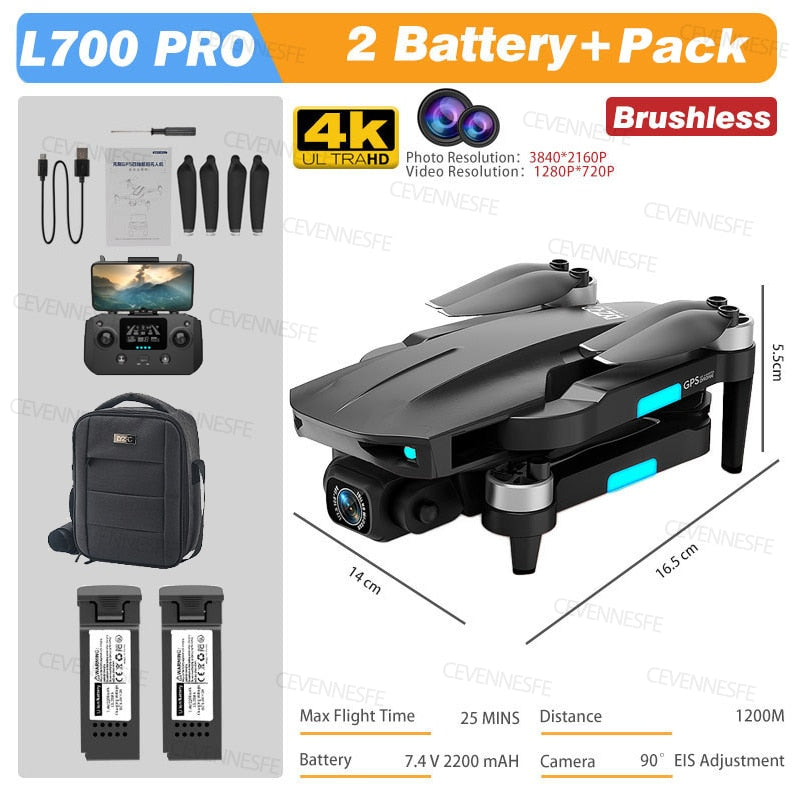 NEW L700 PRO GPS FPV 1.2Km Drone 4K Professional Dual HD Camera Aerial Photography Brushless