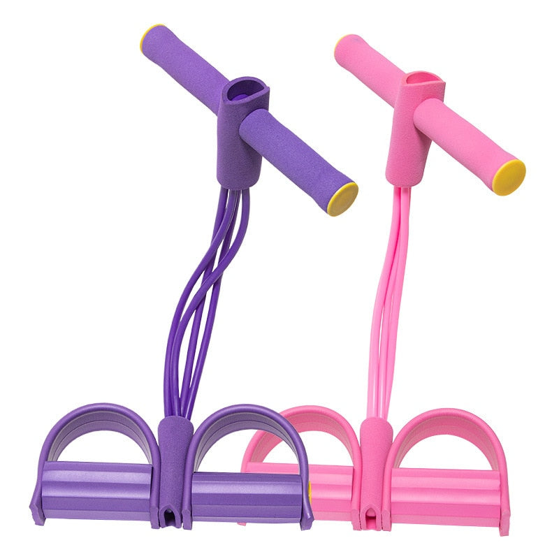 Fitness Resistance Bands Sit Up Pull Rope 4 Tube Pedal Exerciser Indoor Gym Sport