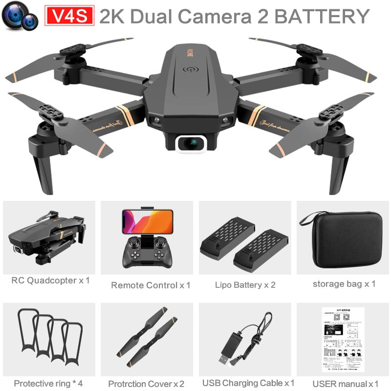 4k HD Wide Angle Camera 1080P WiFi fpv Drone Dual Camera Quadcopter