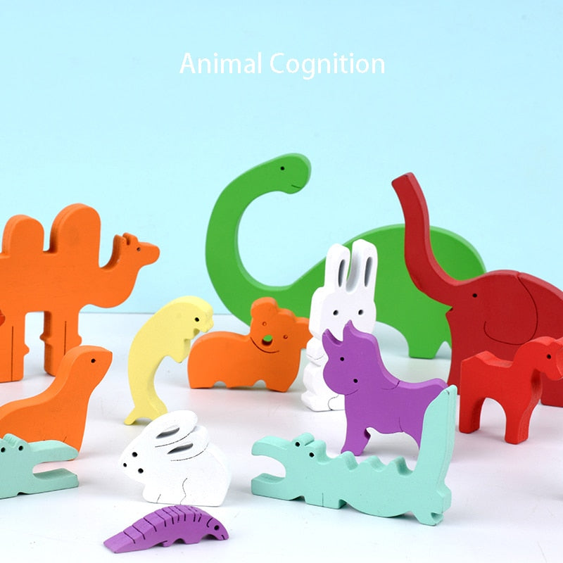 3D Puzzles Toy Animal Cartoon Multilayer Jigsaw Puzzle Creative Baby Wooden Early Educational