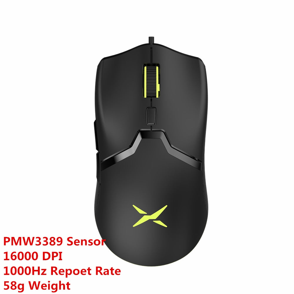 Delux M800 RGB Wired Gaming Mouse 12400-16000 DPI 58g Lightweight Ergonomic 1000Hz Mice with Soft rope