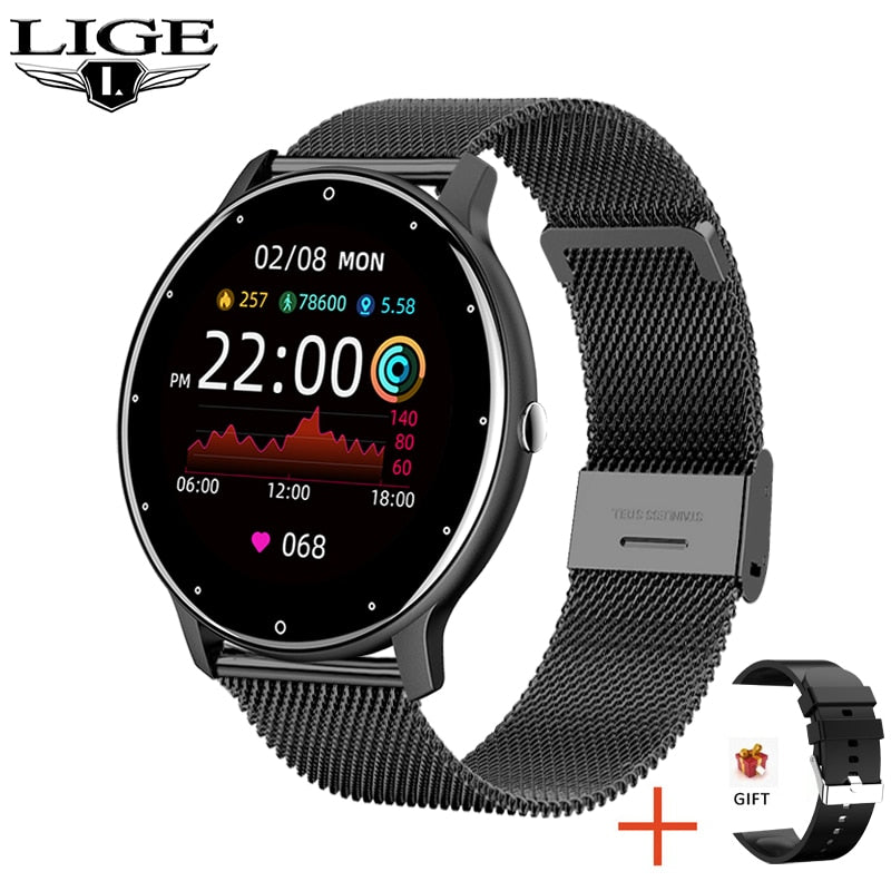 LIGE 2022 Smart watch Ladies Full touch Screen Sports Fitness watch IP67 waterproof