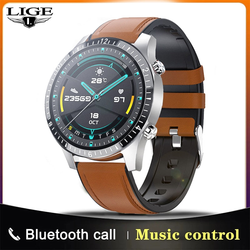 LIGE 2021 New Smart Watch Men Full Touch Screen Sports Fitness Watch Waterproof