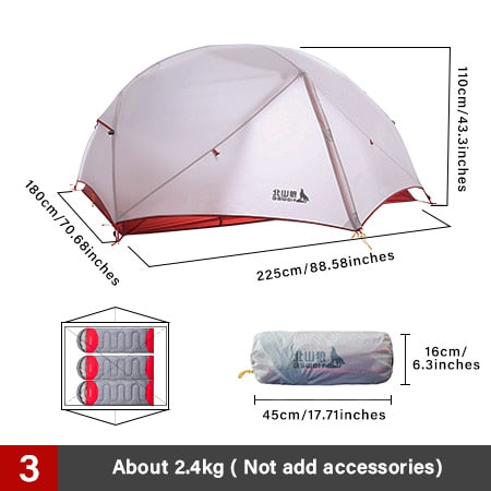 BSWolf 2 Persons Camping Tent Ultralight 20D 380T Nylon Double Layer Waterproof Backpacking